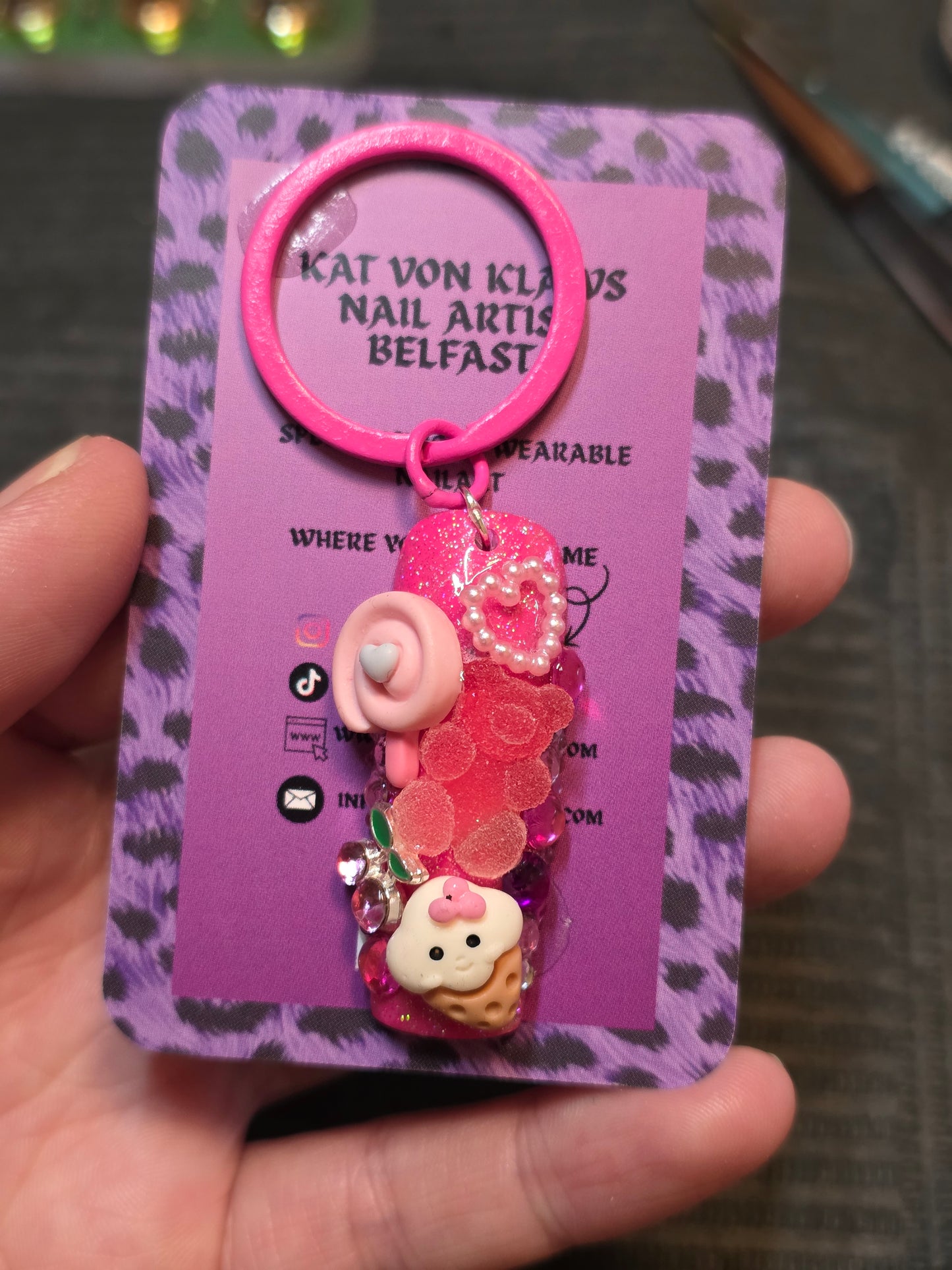Nail themed keychains